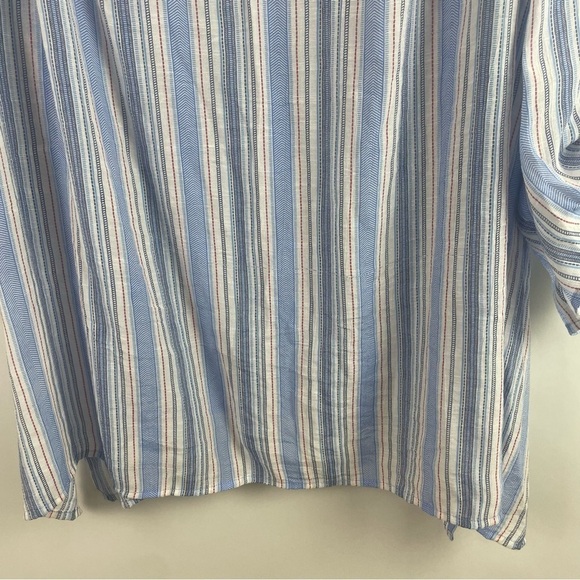 Catherines Boxy Tunic Top Blue Striped V-Neck Roll Tab Sleeves Flowy & Beachy 4X - Picture 7 of 13